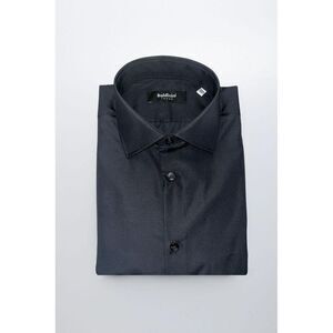 Baldinini Trend Cotton Classic Button-Up Shirt Men Black Shirts